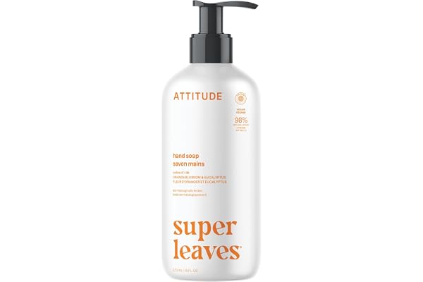 ATTITUDE Liquid Hand Soap, Made in Canada, EWG Verified, Plant and Mineral-Based, Vegan Personal Care Products, Orange Blosso