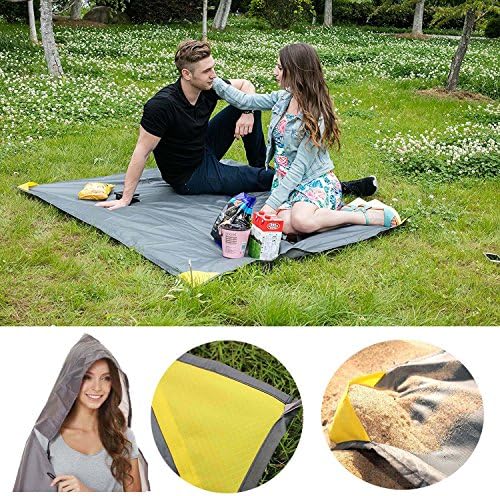 Multipurpose Portable Pocket Mat Picnic Blanket Nylon Foldable Waterproof Moistureproof Camping Beach Mat Hiking Outdoor Gary