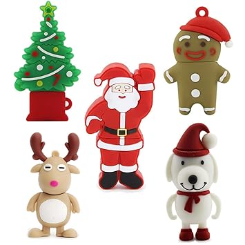 5 Pack 32gb Usb 20 Bulk Flash Drives Novelty Cute Thumb Drive Jump Drive Memory Stick Pendrive Zip Drive Christmas Treedeersanta Clauscartoon