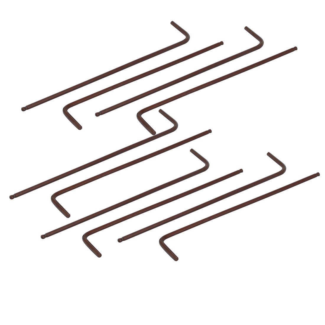 sourcing map Hex Key Wrench, 3/32 Inch L Shape Ball End Repair Tool Copper Tone, 10 Pcs (4.37" Length)