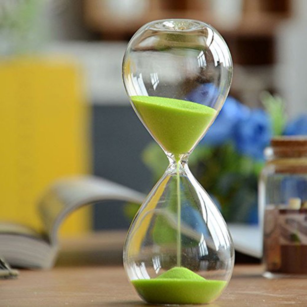 Large Fashion Colorful Sand Glass Sandglass Hourglass Timer Clear Smooth Glass Measures Home Desk Decor Xmas Birthday Gift (15 Minutes, Green)