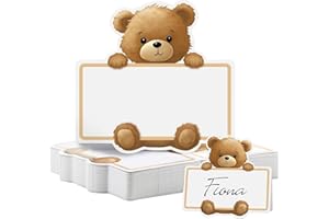 50Pcs Cute Bear Place Cards for Table – Foldable 3D Teddy Name Cards for Gender Reveal, 1st Shower Party, Bear Theme Birthday