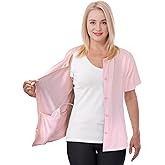 Post Mastectomy Shirt with Drain Pockets Breast Cancer Tummy Tuck Recovery Half Sleeves Top