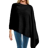 Hercicy Women Ponchos Sweater Solid Knit Versatile Lightweight Shawl Wrap Scarf Cape Poncho Accessories for Women