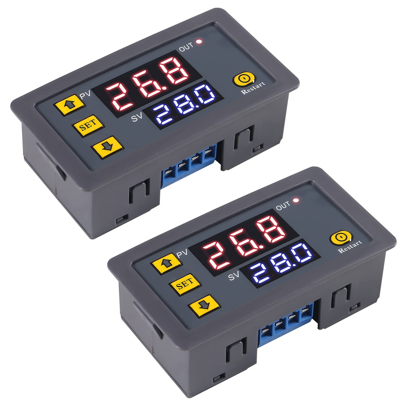 Photo 1 of AITIAO 2Pcs Timer Delay Relay DC 12V 20A Programmable Digital Cycle Delay Relay Timer Switch ON-Off Control 0ms-999h LED Digital Display Time Relay Module
