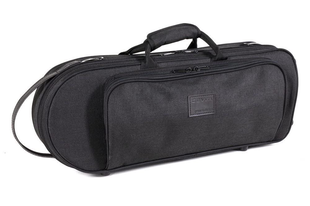 GEWA Trumpet Shaped Case/Compact Case - Flax fibre inner shell - Foam padding - Stitched outer cover - Accessory pocket - Backpack/shoulder strap - Black