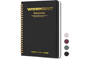 Guirnd Undated Fitness Workout Journal for Men & Women, A5(8.5" x 6.7") Fitness Journal Workout Planner, Workout Log Book Planner for Tracking, Motivating, and Achieving Your Fitness Goals - Black