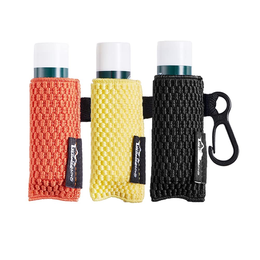 Lip Balm Holder Keychain Single 3pcs Clip on Chapstick Sleeves Holder Pouch Tight-Knit Elastic Lipstick Sleeve (Black/Orange/Yellow) — image 1