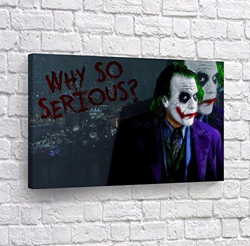 Heath Ledger Joker Quote Why so Serious CANVAS PRINT Wall Art Vector Digital Painting Decorative Home Decor Poster Artwork Framed and Stretched- Ready to Hang -%100 Handmade in the USA - 30x40