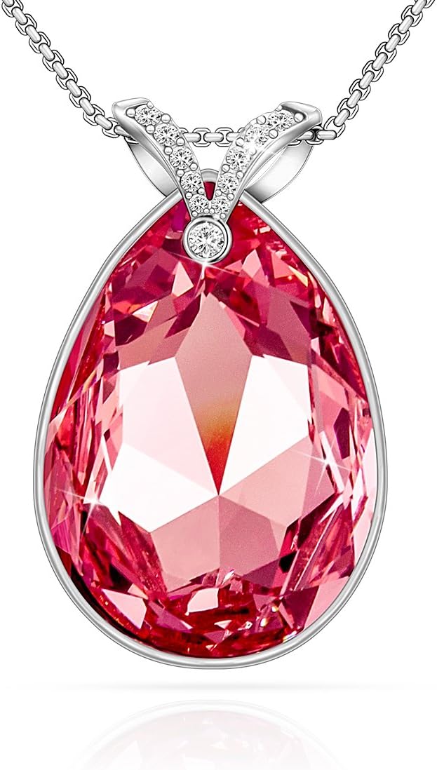 Lydia Queen Eternal Love Necklace Pendant Teardrop Fashion Jewelry for Women with Austrian Crystal Pendant, Great Gift for Her