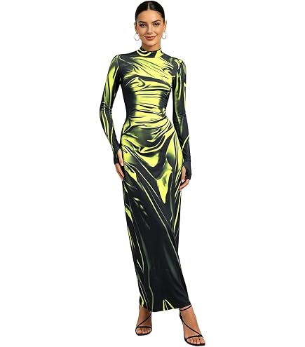 CAPE CLIQUE Sexy 3D Body Print Dress Party Club Dresses for Women Midi Y2K Bodycon Spaghetti Strap Sleeveless High Slit Thermal Heat Medium at Amazon Women's Clothing store