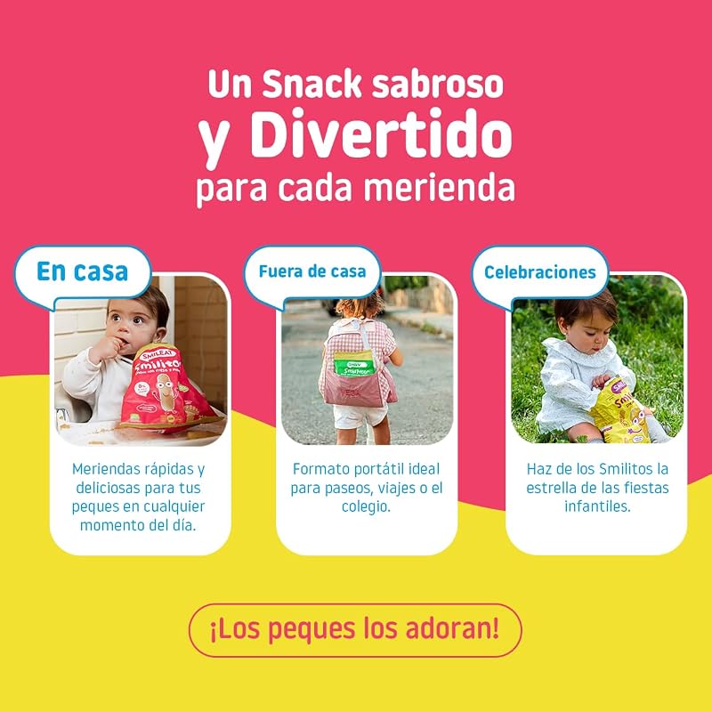 - Smilitos Snack - Sabor a Fresa y Plátano - Merienda Divertida para Peques Desde 8 Meses - 1 Bolsa de 25g