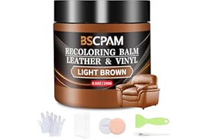 BSCPAM Light Brown Leather Recoloring Balm,Leather Couch Scratch/Stain Remover,Leather Repair kit for Vinyl Furniture and Car Interior,Leather Dye Paint for Scratched and Faded Leather Couches