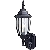 VAXCEL Rogers Park Aluminum 6.25-in. W 1 Light Black Motion Sensor Dusk to Dawn Outdoor Wall Lantern Clear Glass