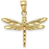 Gold Dragonfly Charm Pendant - 10 Karat Gold - Dragonfly Insect Jewelry - Animal Jewelry