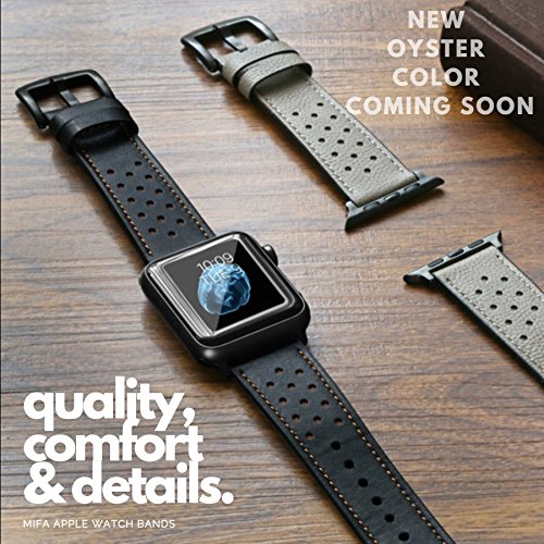 MIFA Compatible with Apple Watch Band 45mm 44mm 42mm, Genuine Leather