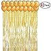 Party Decorations Gold Fringe Curtains(2pcs) 3×10ft & Gold Party Supplies Balloons(60pcs),Konsait Photo Booth Backdrop for Birthday Party Decorations and Bachelorette Party Decoration Supplies