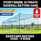 Fortress Ultimate Baseball Batting Cage [20', 35', 55', 70'] | #42 Grade Net with Steel Poles