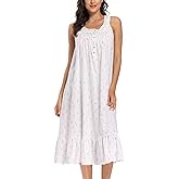IZZY + TOBY Cotton Nightgowns for Women Sleeveless Kintted Soft Ladies Nightgown Night Gown Long Nighties