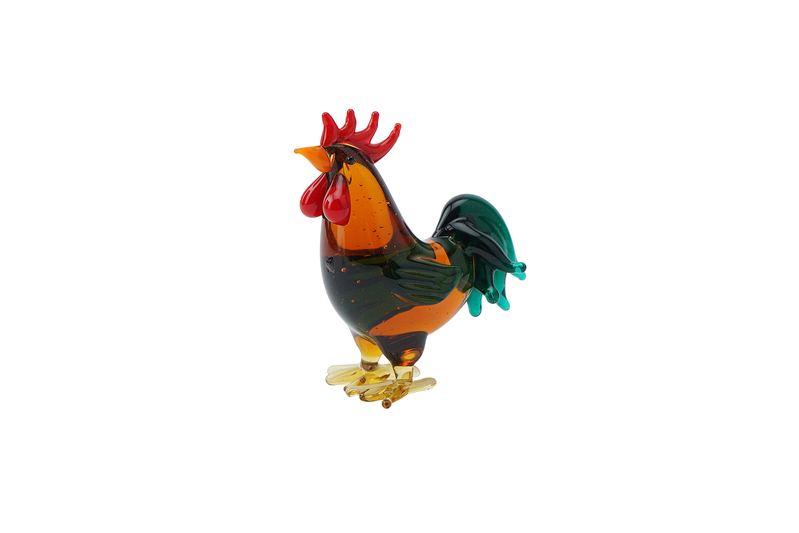 CGB Giftware Glass Cockerel Ornament | Red Green Brown | Gift Boxed | Collectable | Decorative | Home Accessory | Gift | Glass Animals GB06040