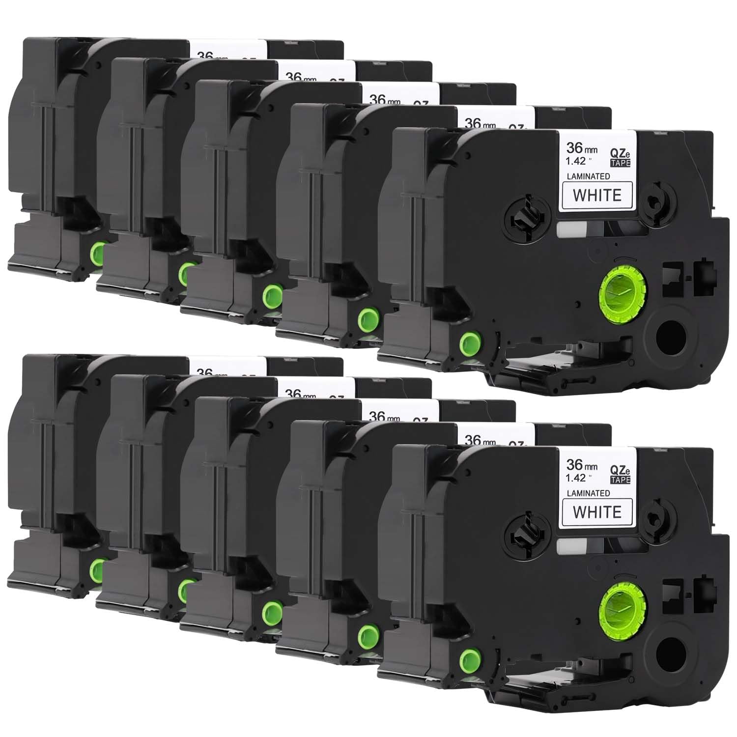 TZe-261 Black on White 36 mm x 8 m Compatible with Brother Equipment Tape for Brother Pt-530, Pt-550, Pt-D800W, Pt-P900W, Pt-P950NW, Pt-9200DX, Pt-9400, Pt-9500PC, Pt-9600,10pack