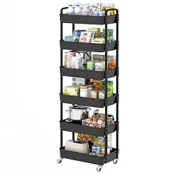 Sywhitta 6-Tier Plastic Rolling Utility Cart with