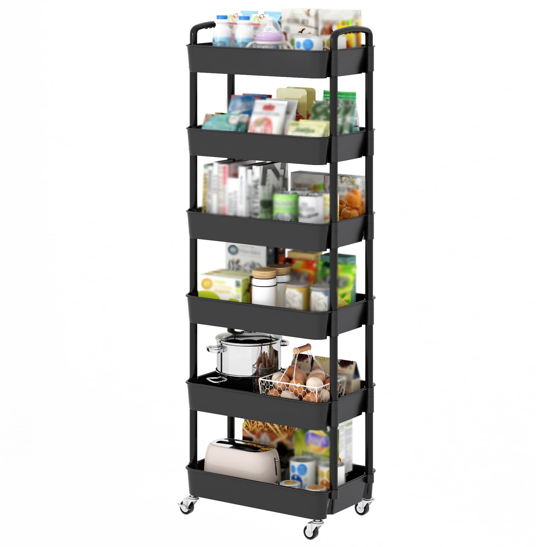Sywhitta 6-Tier Plastic Rolling Utility Cart with