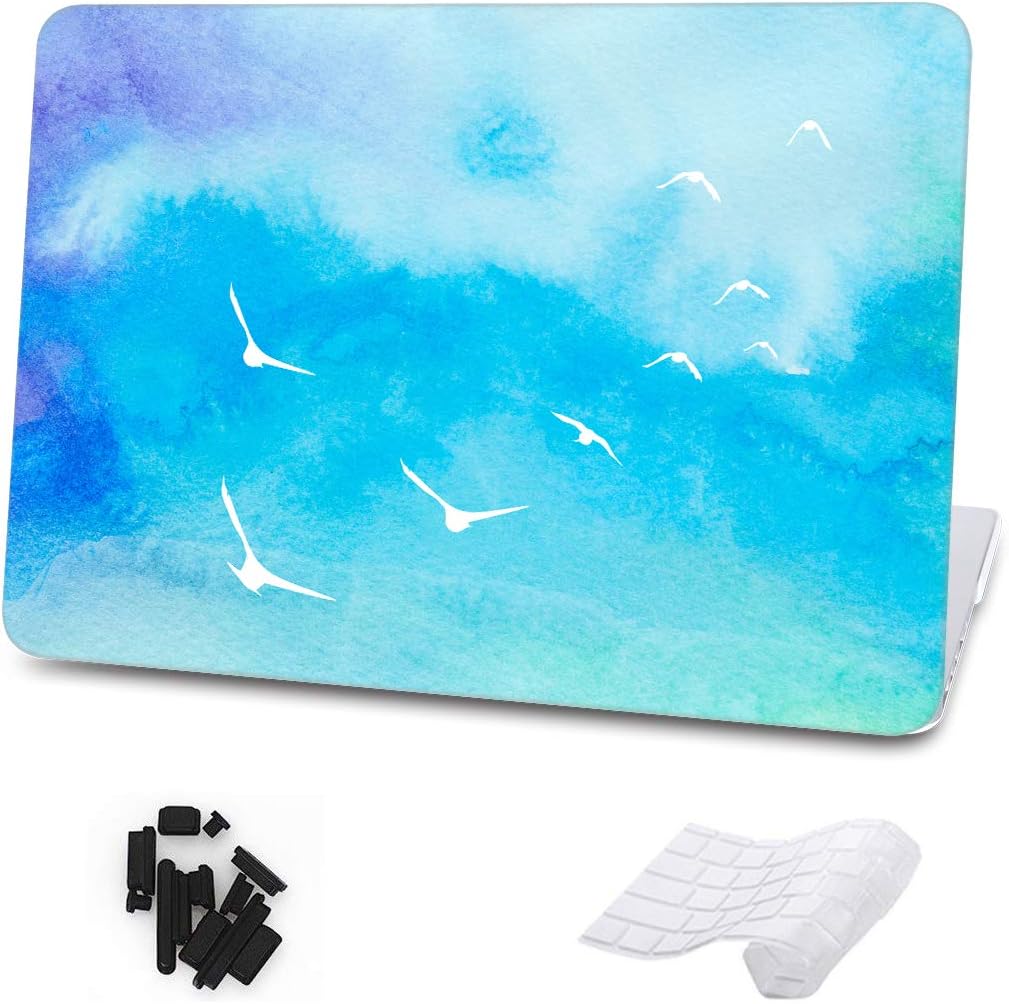 ZEGENE for MacBook Air 11.6inch Case with Keyboard Cover Plastic Hard Shell(Fit Model:A1370/A1465) Flying Seagull Effect Pattern Art Printing Full Edge Protective Case Skin