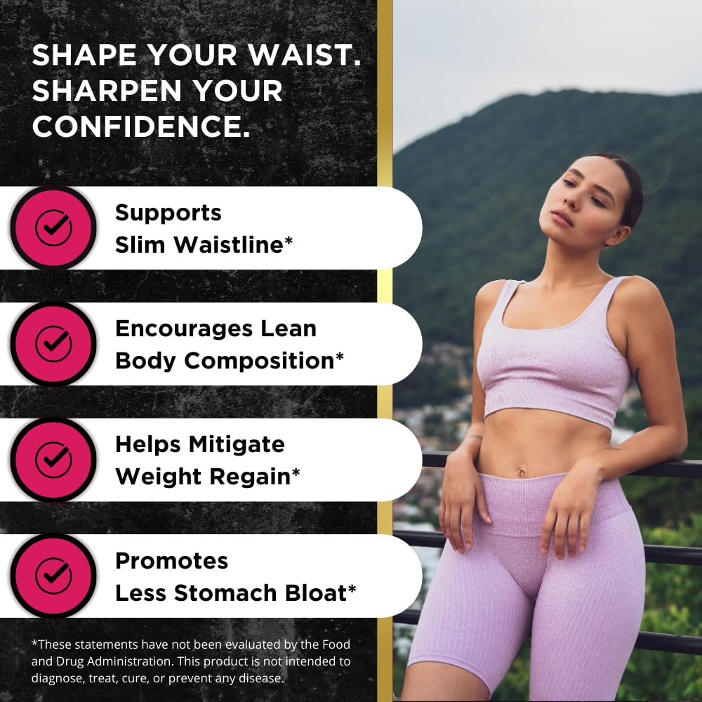 Belly Fat Burner for Women - Slim Waist, Lose Stomach Fat, Reduce Bloating - Natural Weight Loss Pills, Appetite Suppressant, & Metabolism Booster - 90 Capsules