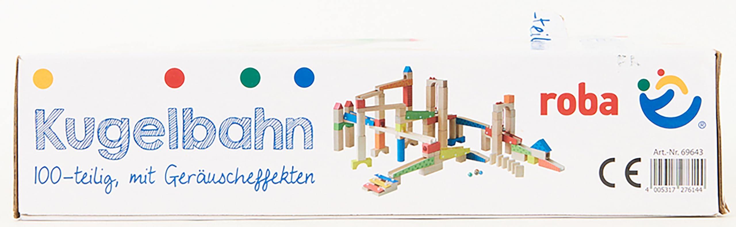 Wooden Marble Run Set - 100 Pieces, 20 Glass Marbles & 80 Building Blocks, Ages 3+