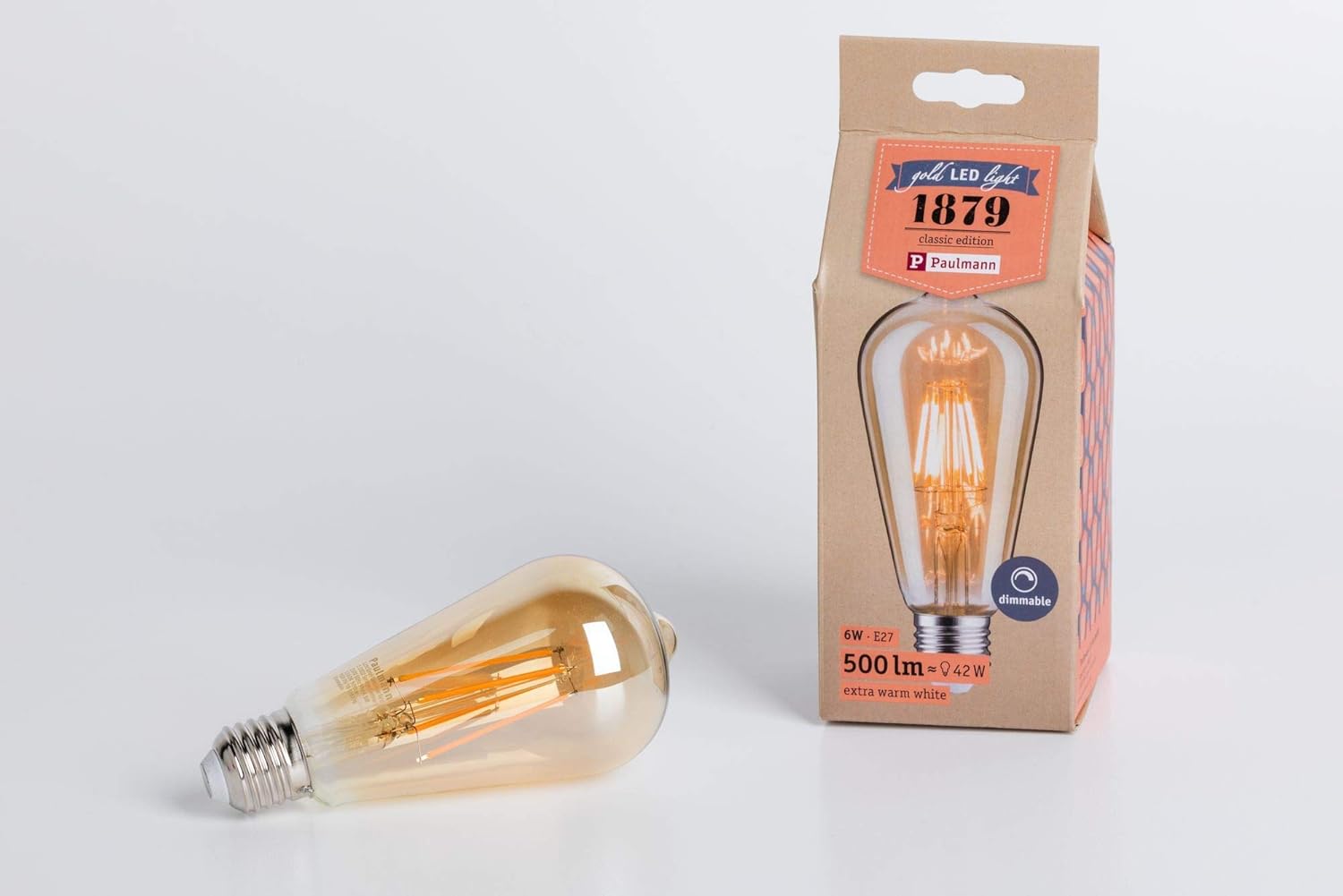 Paulmann 28523 LED Vintage Piston ST64 Retro Light Bulb 6 Watt Dimmable Filament E27 Base Filament Gold 1,700 K Gold Light 500 lm - Image 4