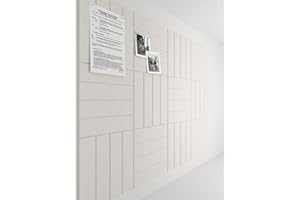 Fluxynara Felt Bulletin Board Tiles Large 48" x 36" Cork Board Alternative-12 Pack with 70 Adhesive Tabs, Thick Slat Wall Panels for Office Decor, Push Pin Board Wall Organizer Alternative -Oatmeal