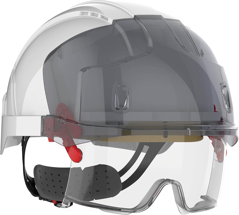 JSP EVO VISTALENS Safety Helmet White with Integrated Eyewear EN397