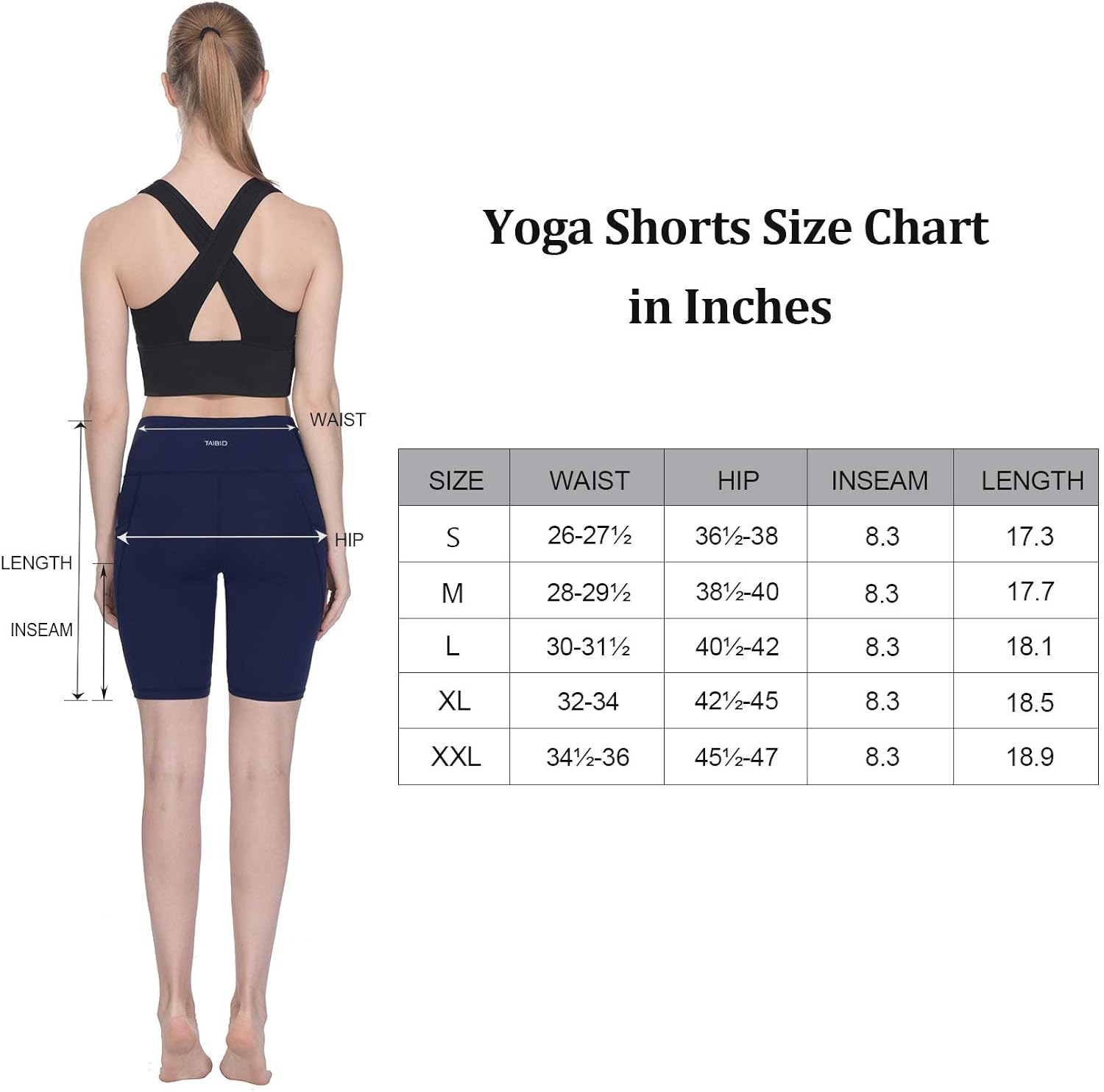 TAIBID Women's High Waist Workout Running Yoga Shorts Side Pockets Tummy Control Athletic Shorts, Size S - XXL: Clothing