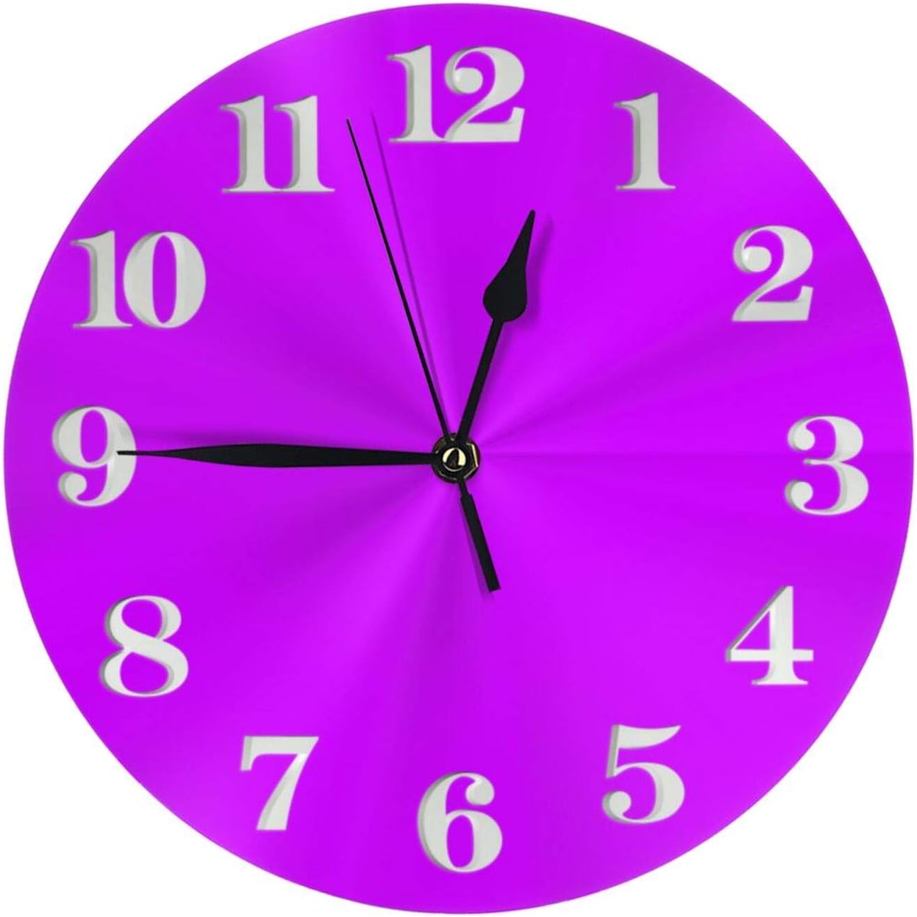 Neon Purple Modern Wall Clock Battery Operated Decorative