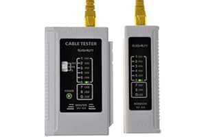 YWNEGWE RJ45 Cable Tester - Network Cable Tester for LAN Phone RJ45 RJ11 RJ12 Cat5 Cat5e Cat6 Cat6a Cat7 Ethernet Cable Tester - Automatic Operation, Remote Testing - Durable and Sturdy