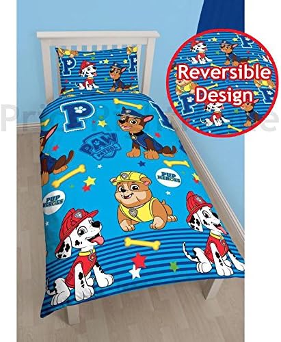 Paw Patrol Heroes 2 Piece UK Single/US Twin Sheet Set, 1 x Double Sided Sheet and 1 x Pillowcase