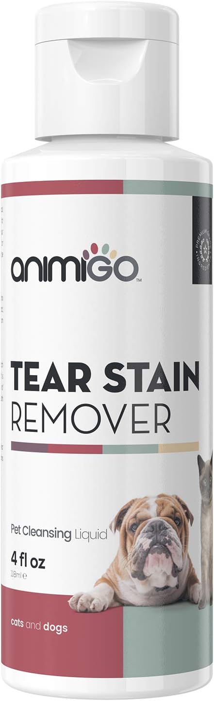 Animigo Tear Stain Remover For Dogs & Cats - Natural Cat & Dog Eye Cleaner Liquid For Tear & Saliva Stains - Eye Care For Dogs & Cats Solution - No Bleach, Peroxide or Irritants - 250ml Liquid