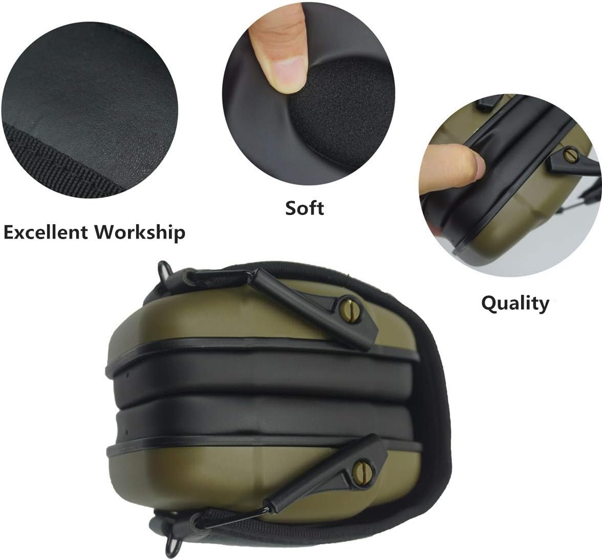 GUCHO 34 dB NRR Noise Reduction Safety Shooting Ear Muffs, Shooters Hearing Protection Adjustable Ear Muffs, Professional Ear Defenders for Shooting Hunting Fits Adults to Kids : Clothing