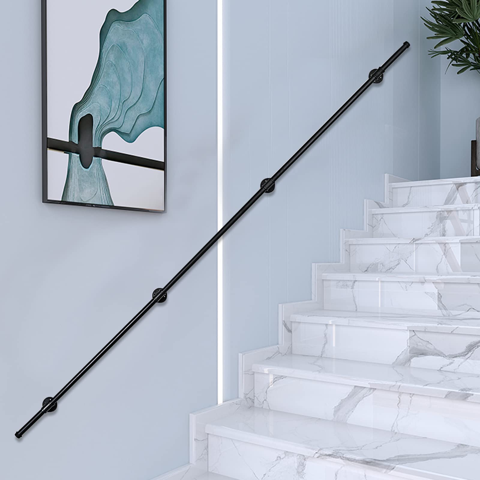 Stairs Handrail Railing for Stairs,Safety Non-Slip Handrail for Interior Exterior Round Pipe Hand Support Railing,Grab Handle Bar,Wall Banister Handrail for Stair Steps