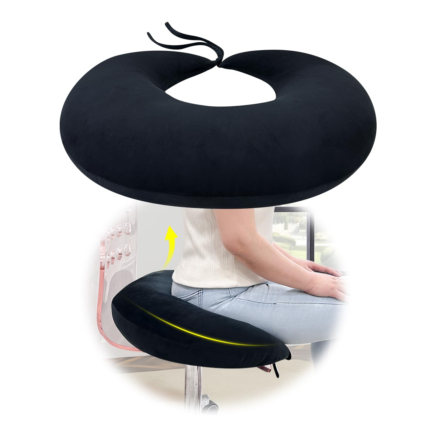 Photo 1 of AOSSA BBL Pillow After Surgery for Sleeping, Brazilian Butt Lift Post Surgery for Sitting Driving, Booty Lumbar Seat Cushion, Hip Support for Chair Bed Donut Pillow, BBL Recovery Supplies (Black)
