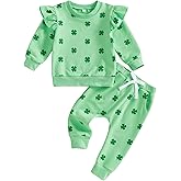 Lamuusaa Toddler Baby Girl St Patricks Day Outfit Shamrock Print Long Sleeve Sweatshirt Long Pants 2Pcs Clothes Set