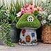TERESA'S COLLECTIONS Fairy Garden House, Outdoor Garden Figurines with Solar Lights, Flocked Mushroom Statue for Home or Yard Decor (8 Inch Tall)