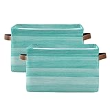 Teal Turquoise Green Wood Storage Basket Teal