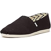 TOMS Men's Alpargata Espadrille Loafer Flat, Black Recycled Cotton Canvas, 8