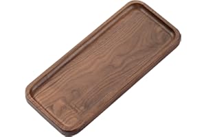 Muso Walnut Serving Tray - Solid Wood Small Rectangle Platter for Bathroom, Dinner, Tea, Coffee (11.8 x 5 in)