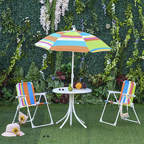 Outsunny Kids Folding Picnic Table And Chair Set Outdoor Garden Patio