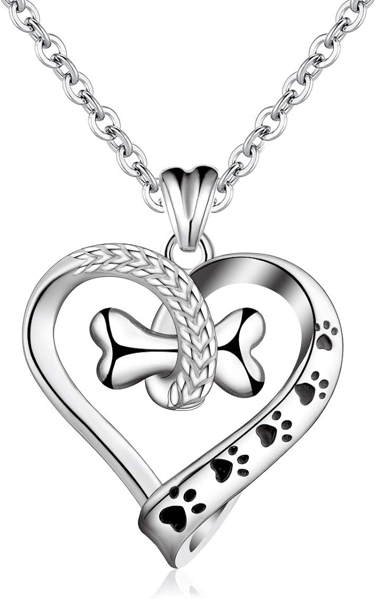dog paw silver necklace