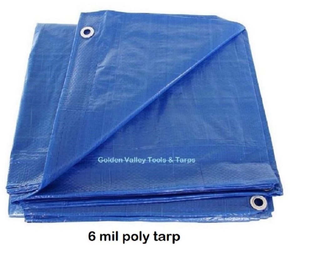 7' x 9' Blue Poly TARP with Grommets 6 mil (Finished Size Approx. 6'6" x 8'6")