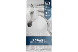 Pink Rose Organix PRO Series Engage Cool Calorie Base Equine Feed, 40lbs - with PROeq for Joint, Gut, Brain & Body Health - Ideal for Easy Keepers - Low NSC, USDA Organic & Alfalfa-Free
